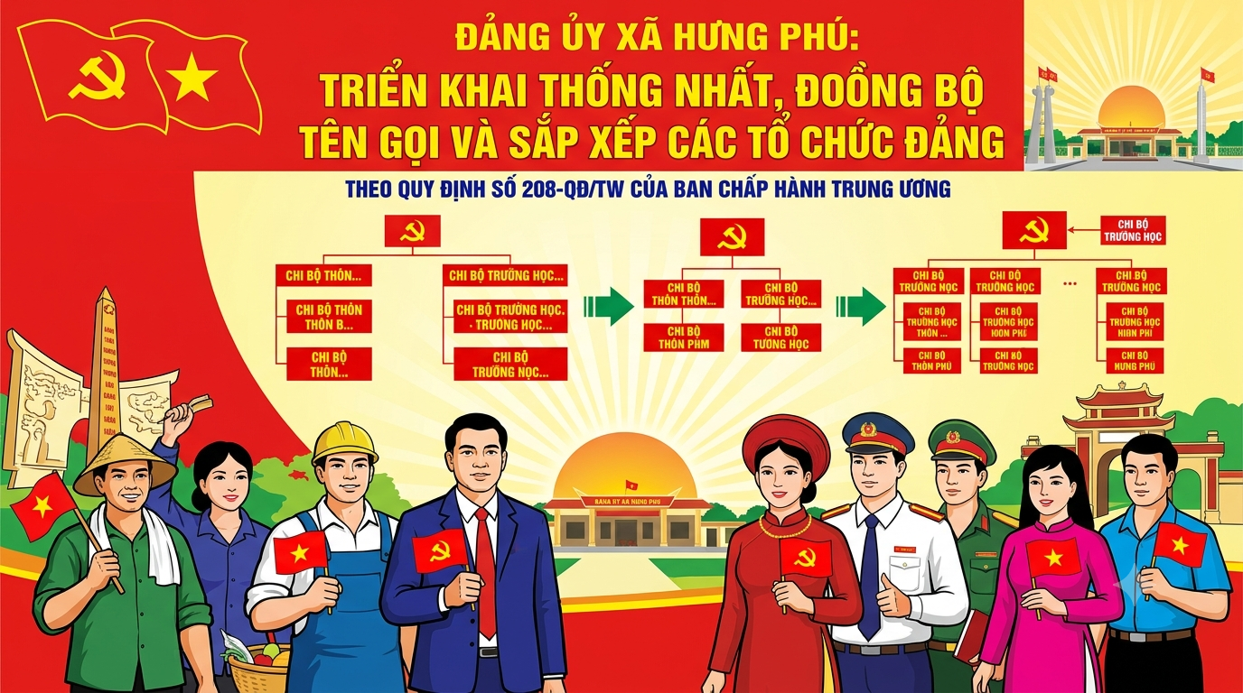 Đảng ủy Xã Hưng Phú triển khai thực hiện thống nhất, đồng bộ tên gọi và sắp xếp các tổ chức đảng theo Quy định số 208-QĐ/TW